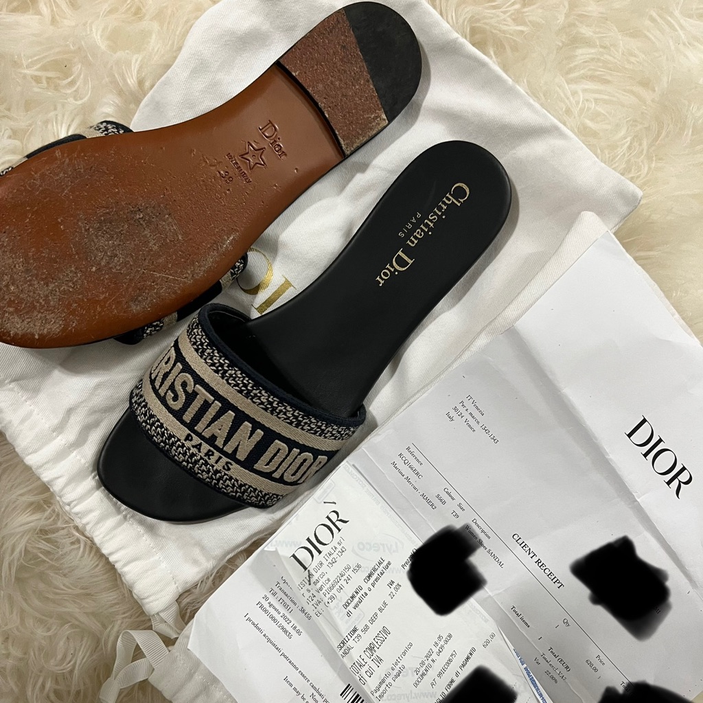 Dior | Shoes | Christian Dior Dway Slidedeep Blue Embroidered